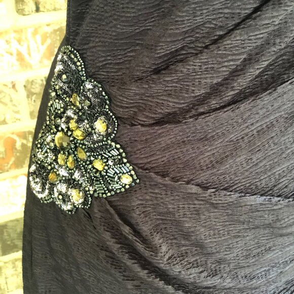 David Meister Navy One-Shoulder Beaded Cocktail Dress – Size 12 - Picture 10 of 14